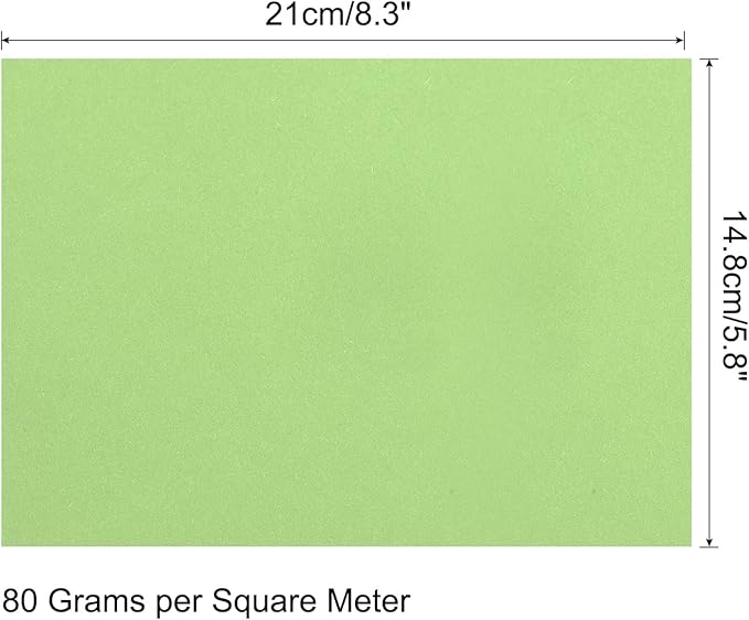 MECCANIXITY 50 Sheets Colored Copy Paper 8.3 x 5.8 Inch Printer Paper 80gsm Light Green for Office Printing, Document Copying, Invitations, Forms, Art Projects