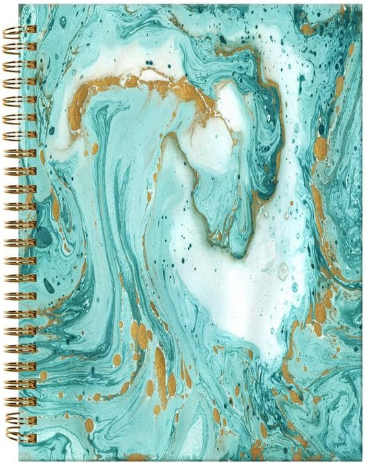 Spiral Journal Notebook,A5 Hardcover Lined Journals for Women Girl 6 x 8.3 in,120 Pages Thick Paper,Cute College Ruled Writing Notebook for Gifts Office Work School(Trendy Green Marble)