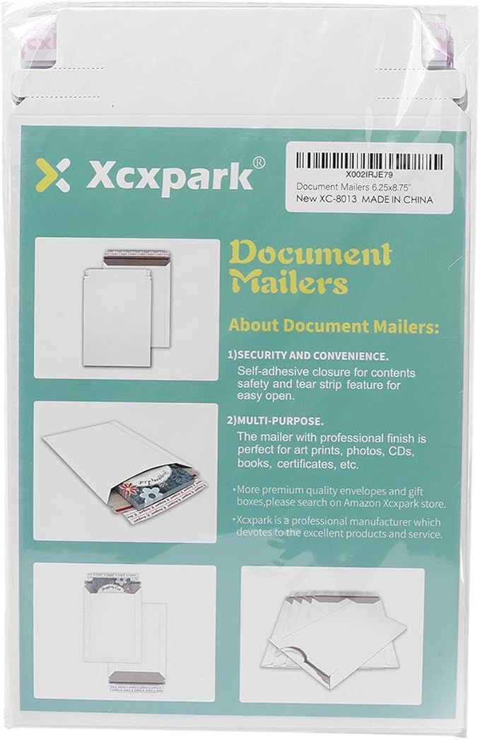 25 Pack Rigid Mailers 6.25 x 8.25 inches, Self Seal Photo Document Mailers Premium Cardboard Keep Flat Envelopes for Photos, Pictures, Papers, Files, CD