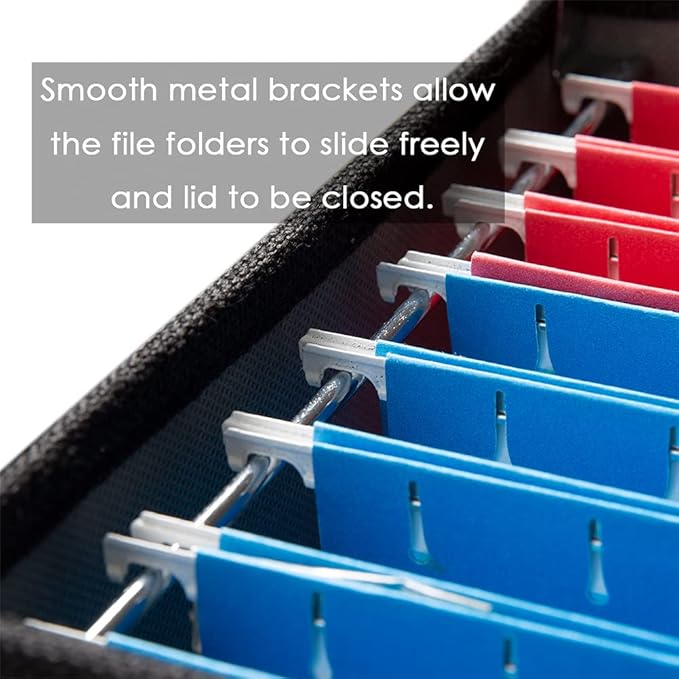 PRANDOM File Organizer Box - Set of 1 Collapsible Decorative Linen Filing Storage Hanging File Folders with Lids Office Cabinet Letter Size Black (14x9.3x10.8 inch)