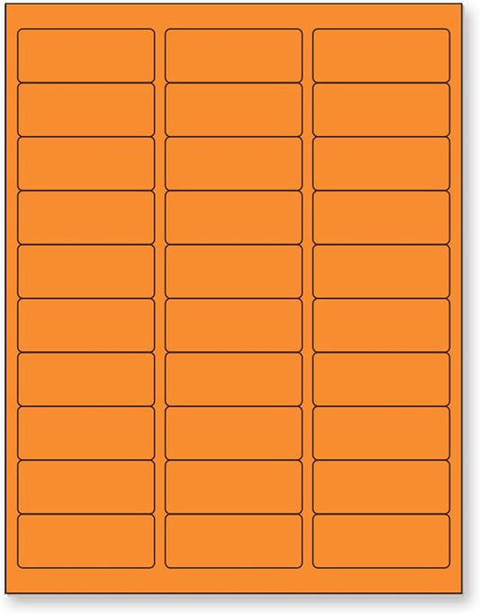 NextDayLabels - 8-1/2 x 11" Neon Color High Light Fluorescent Labels for Laser & Inkjet Printer (Orange Fluorescent, 1" x 2-5/8" - 30 Per Page | 750 Labels)
