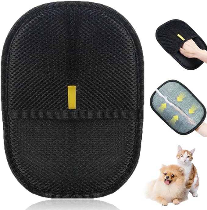 Electrostatic Gloves for Pet Hair Removal, Electrostatic Pet Hair Removal Gloves Brush for Pets Hair, Reusable Cats & Dogs Grooming Gloves for Hair Removal (Yellow*A, 1)