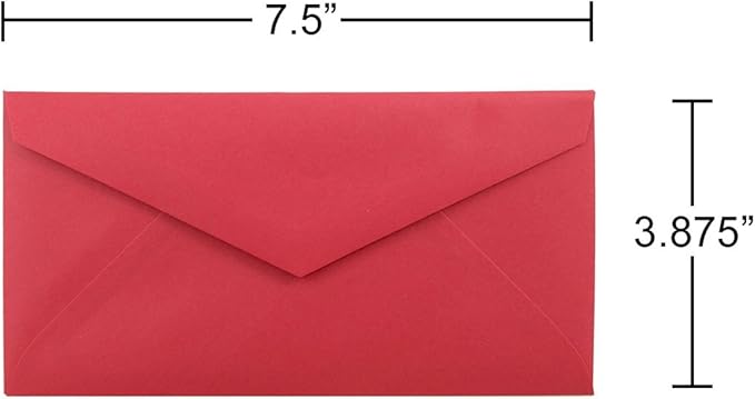 JAM PAPER Monarch Colored Envelopes - 3 7/8 x 7 1/2 - Red Recycled - Bulk 500/Box