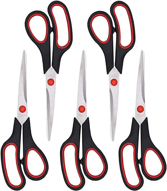 Scissors, Multipurpose office Scissors,8.5 Inch Ultra Sharp Shears, Comfort-Grip Handles Household scissors，Sturdy Sharp Craft Supplies - Pack of 5, Right/Left Hande