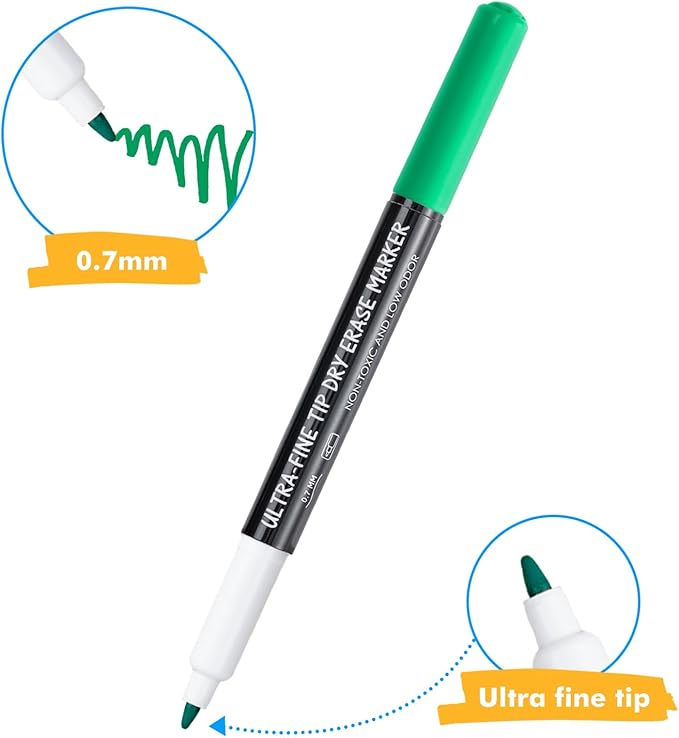 maxtek Dry Erase Markers Ultra Fine Tip, 36 Count 12 Colors, Low Odor, School Supplies Classroom Take Note Whiteboard Markers