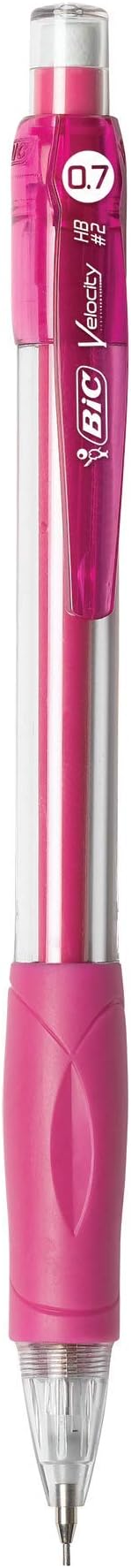 BIC Velocity Mechanical Pencils, With Colorful Barrel, Medium Point (0.7mm), 2-Count Pack Mechanical Pencils With Erasers