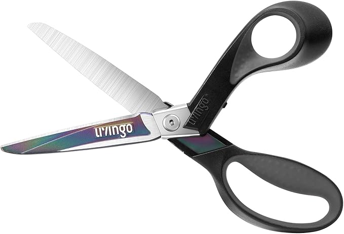 LIVINGO Industrial Scissors all Purpose: 9" Professional Heavy Duty Shears Sharp Stainless Steel - Forged Titanium Coated Scissors for Fabric Sewing Carpet Workshop Outdoor Home Office Grey/Black
