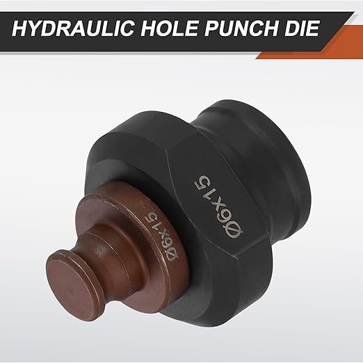 HARFINGTON Hydraulic Hole Punch Die 6x15mm Slotted Hole 40Cr Steel Electric Punching Kit for MHP-20 JP-20 Electric Punching Machine, Burgundy & Black