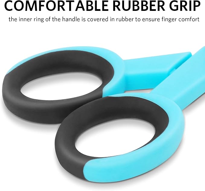 5” Detail Scissors, Embroidery Scissors with Sharp Stainless Steel Blade and Soft Handles, Great for Sewing, Craft, Office and School, 3 Pcs, Blue/Black