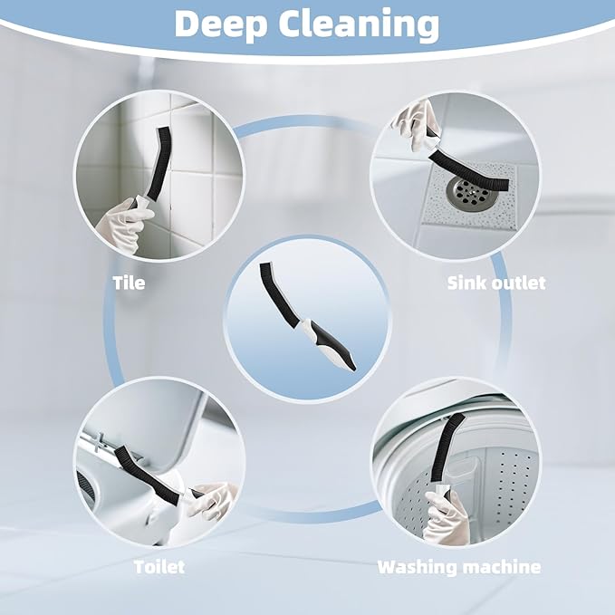 Cleangor Scrub Brush Set, Heavy Duty Scrub Brushes Crevice Cleaning Brush with Stiff Bristles, 3 Different Brushes Included for Household Use, Grout, Tile, Bathroom, Kitchen, Bathtub, Floor