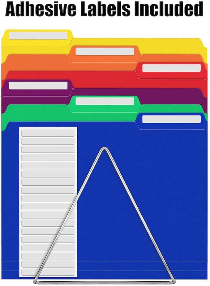 Sooez 18 Pack Plastic File Folders Colored with Sticky Labels, Letter Size Colored File Folders with Erasable 1/3-Cut Tab, Stronger Than Manila File Folder, Perfect for Organization, Assorted Color
