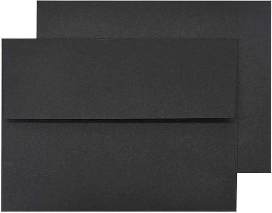 A7 Black Invitation 5x7 Envelopes - Self Seal, Square Flap,Perfect for 5x7 Cards, Weddings, Birthday, invitations, Graduation, Baby Shower, 5.25 x 7.25 Inches, 100 Pack, (Black)