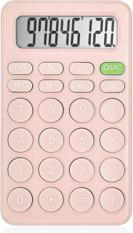 Cute Calculator, Basic Four Function for Teachers Students Basics Office, Small Handheld Calculators, 8 Digit with LCD Display, Sensitive Button, 5.5×3.2 inches Pink