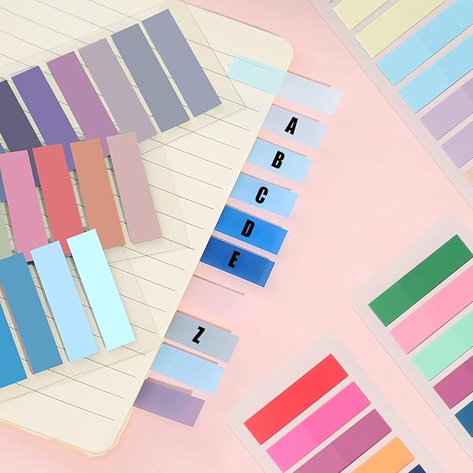 2400Pcs Sticky Tabs Book Tabs, Translucent Sticky Notes, Repositionable Book Markers, Morandi Book Flags Strip, Writable Book Annotation Supplies, Page Tabs, File Index Tabs (2400)