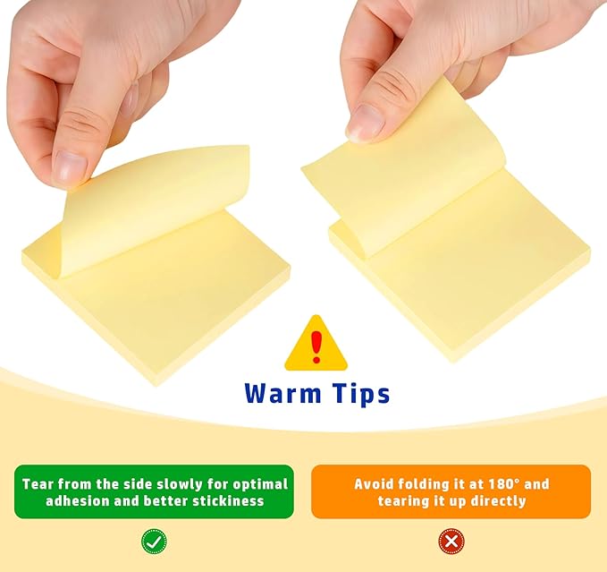 (2400pcs) Yellow Sticky Notes Mini,2 x 2in Small Sticky Notes,24 Pack Notes Pads Memo Pads,100 Sheets/Pad Strong Self-Adhesive Notes Easy to Post for Home, Office, School, Clean Removal