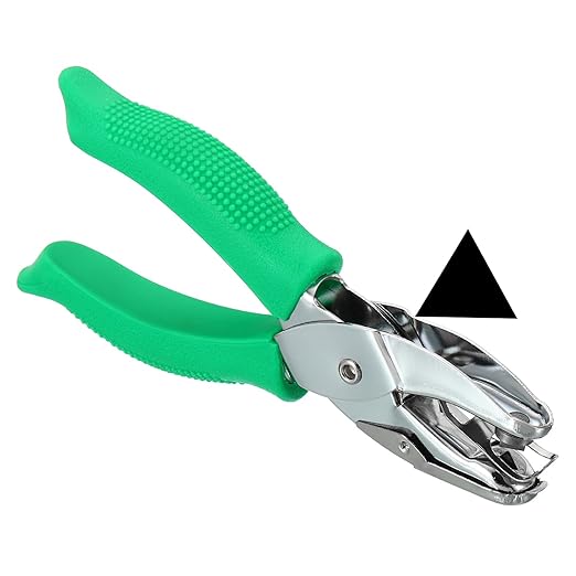 PATIKIL 3/16" Triangle Single Hole Punch, Handheld Hole Puncher with Grip Metal Paper Puncher for DIY Craft Scrapbook Ticket Card, Green