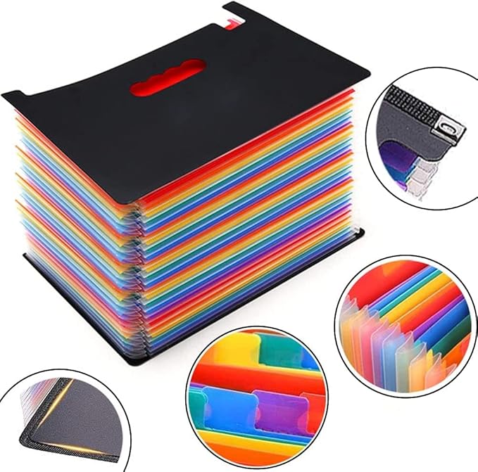 YXQ 36 Pockets Expanding File Folder, Large Capacity Portable Document Organizer A4 Letter Size Multicolored Accordion Filing Box for Office & Scool & Home