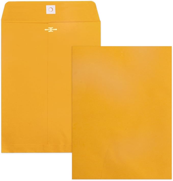 20 Pack Clasp Envelopes 9 x 12, 100 GSM Heavy Paper, Goefun Large Yellow Manilla Envelopes 9 x 12 with Clasp Closure and Gummed Seal