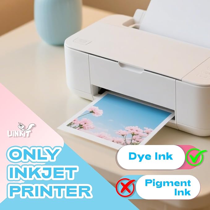 Uinkit 37lb Thin Inkjet Photo Paper 4X6 Inches Professional Glossy 100 Sheets Single Side DIY Chip Bag 135gsm Photos Picture for Inkjet Printer with Dye Ink Brochure (4X6X100)