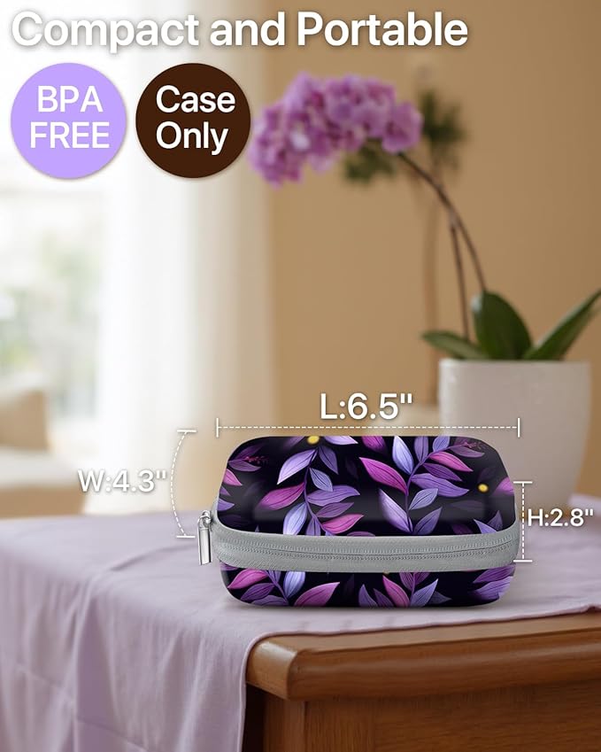 Label Maker Case, EVA Travel Case with Designed Pattern, Compatible with D30, P21, E10, D110 Label Makers (Box Only), Purple Leaves
