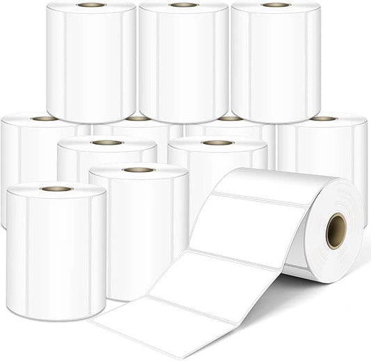 L LIKED 4" x 2" Direct Thermal Labels, Permanent Adhesive Barcode Shipping Labels & Compatible with Rollo, Zebra and Other Desktop Printers (12 Rolls, 9000 Labels)