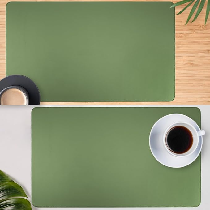 Green Desk Mat, 31.5"x15.7", PU Leather, Rectangular, Non-Slip, Large Mouse Pad, Office Desk Accessory