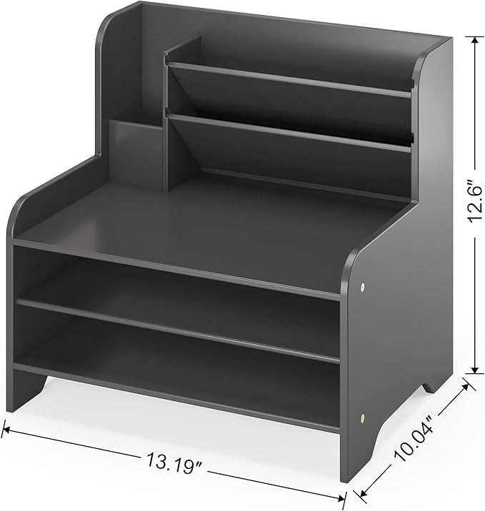 Bamboo Desk Organizer Mail Holder Countertop Letter Tray File Desktop Mail Holder Countertop Organizer for Desktop Letter Sorter Paper File Storage for School Home Office Supplies