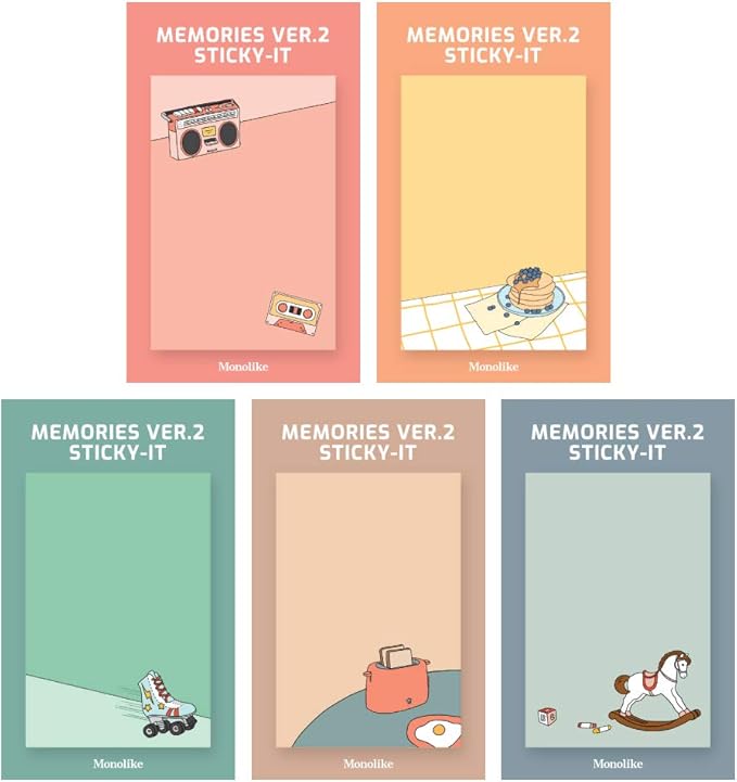 Monolike Memories Ver.2 Sticky-it - 5p Set Self-Adhesive Memo Pad 50 Sheets