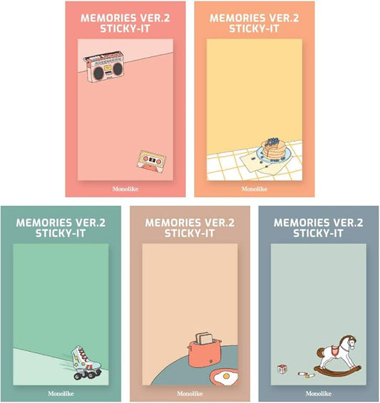 Monolike Memories Ver.2 Sticky-it - 5p Set Self-Adhesive Memo Pad 50 Sheets