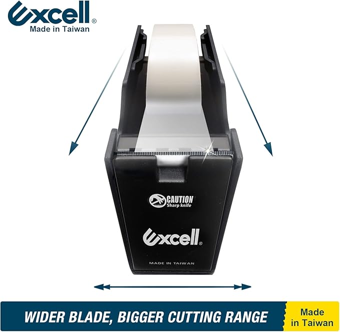 Excell EX-11125BK Dualcore Desktop Tape Dispenser (1"+3" Core) with Sturdy Metal Base, Tape Dispenser Desk for Home, Office, Shop, Retail Store and Warehouse Wrapping