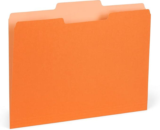 100 Blue Summit Supplies Orange File Folders Letter Size 1/3 Cut 100 Pack - Durable 11pt Two-Tone Paper, Orange Folders Bulk, Orange Manila Folders for Office and School