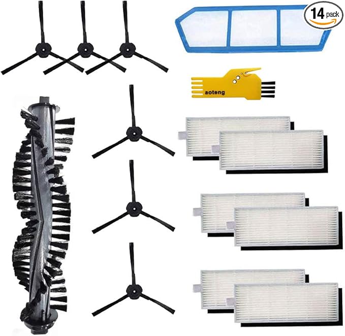 aoteng Replacement Parts for ILIFE A4s Robot Vacuum Cleaner Accessories Kit Pack of Main Brush, Primary Filter, Hepa Filter, Side Brush