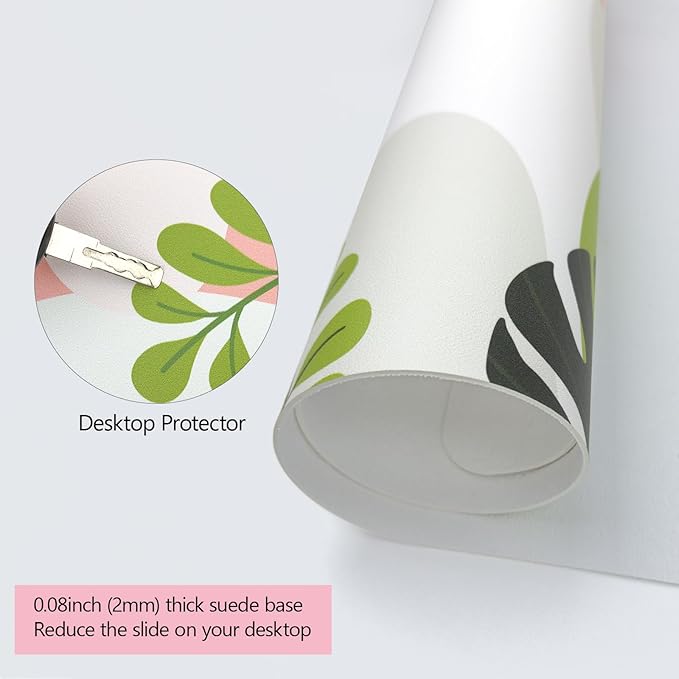 Cute Desk Mat, Desk Matt for Desktop, Leather Mouse Pad, Waterproof Large Keyboard Pad, Anti-Slip Computer mat, Keyboard and Mousepad for Women Office Decor (31.5"x15.7")