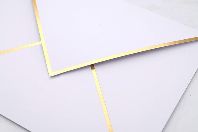 A7 Envelopes - V Flap Foil Border Luxury Mailing Envelopes for 5" x 7" Cards - for Wedding, Invitations, Baby Shower, Photos, Graduation, Birthday, Bridal Shower - 5.25" x 7.25" (White, 25 Pack)