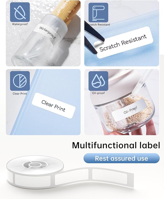 NIIMBOT D11 D110 Label Maker Tape Adhesive White Label Paper Compatible for NIIMBOT D11 D110 Label Printer (SEA)