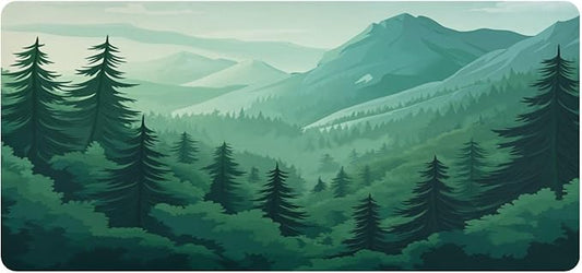 Mouse Pad Desk Mat Leather Desk Pad Large Gaming Desk Cover Protector Mat for Keyboard Computer Laptop Office Waterproof 47.2 x 23.6 Inch Green Forest Trees