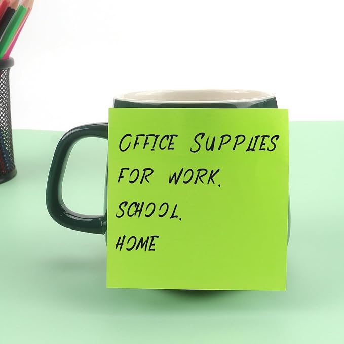 Sticky Notes 3x3 Self-Stick Notes Bright Colors Sticky Notes 8 Pads 80 Sheet/Pad (Green)