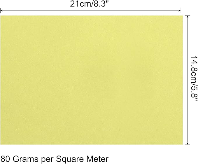 MECCANIXITY 25 Sheets Colored Copy Paper 8.3 x 5.8 Inch Printer Paper 80gsm Light Yellow for Office Printing, Document Copying, Invitations, Forms, Art Projects