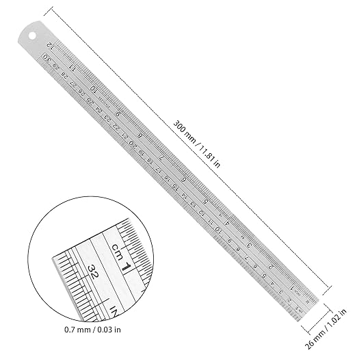 20 Pack 12 Inches Stainless Steel Ruler, Precision Metal Rulers, Straight Edge Ruler for School, Office, Woodworking, Engineering