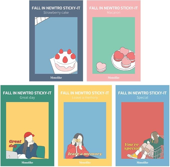 Monolike Fall in Newtro Sticky-It - 5p Set Self-Adhesive Memo Pad 50 Sheets