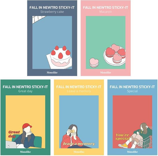 Monolike Fall in Newtro Sticky-It - 5p Set Self-Adhesive Memo Pad 50 Sheets