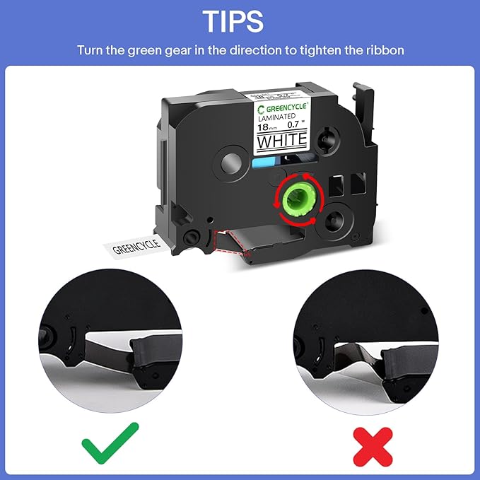 GREENCYCLE 18mm Label Maker Tape Compatible for Brother P-touch TZe-241 18mm 0.7'' Laminated White TZ-241 TZe241 Black on White 3/4'' TZe TZ Tape for Ptouch PT-D400 D410 D600 D610BT P700 P750W, 3 Pack