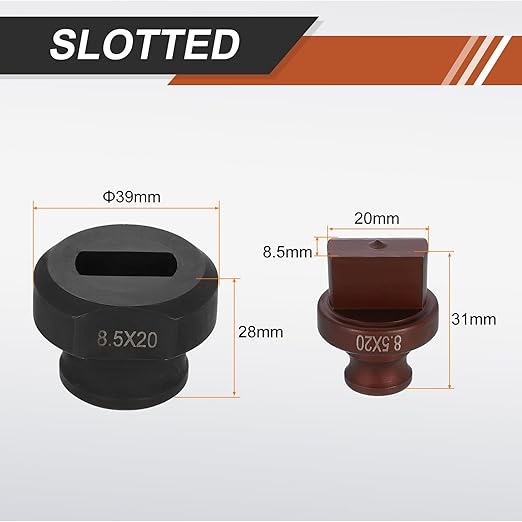 HARFINGTON Hydraulic Hole Punch Die 8.5x20mm Slotted Hole 40Cr Steel Electric Punching Kit for MHP-20 JP-20 Electric Punching Machine, Burgundy & Black