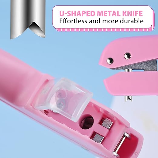 Single Hole Punch, 1/4" Hole Punches, 50% Labor Savings, Paper Hole Puncher, 15 Sheet Capacity, for Paper Cards Plastic Cardboard, Lightweight, Pink