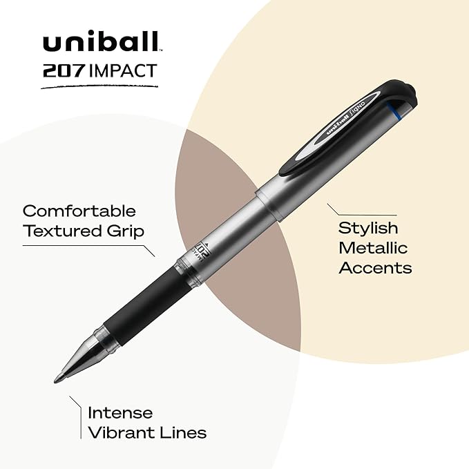 Uniball 207 Impact Gel Pens, Pack of 144-1.0mm Bold Point Pens - School and Office Supplies