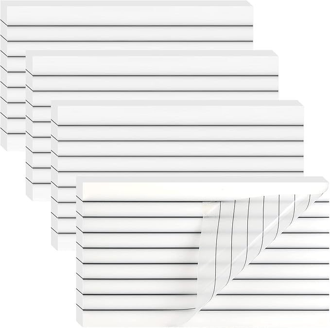 Large Lined Transparent Sticky Notes, 4 Pads 3x5 inch Clear See Through Translucent Self-Adhesive Post Memo Reminder Tabs with Line for Office Woman College School Students Classroom Supplies White