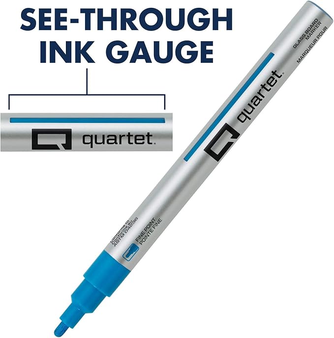 Quartet Glass Dry Erase Markers, Whiteboard Markers, Fine Tip, White and Neon Colors, 6 Pack (79558Q)