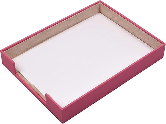 Leather Document Tray - Desk Organizer-Office Accessories - Desk Accessories-Office Supplies - Office Organizer - Office Gifts (Pink)