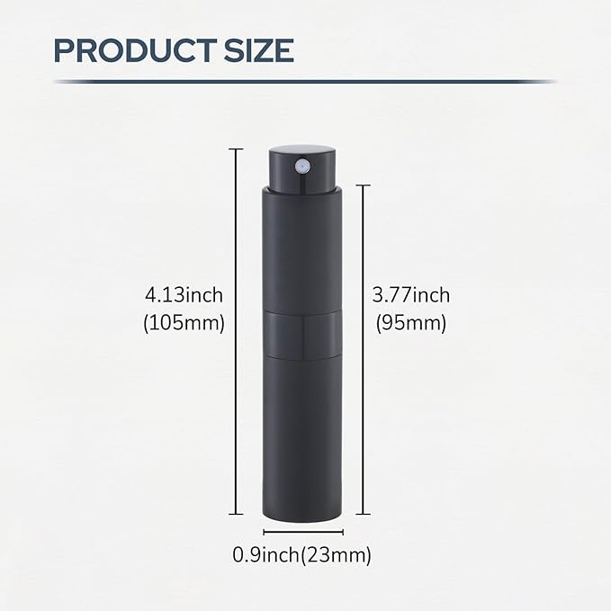 Perfume Atomizer Travel Bottle Refillable: Cologne Sprayer Portable for Men - Mini Spray Empty for Refill - 8ml Small Size Black
