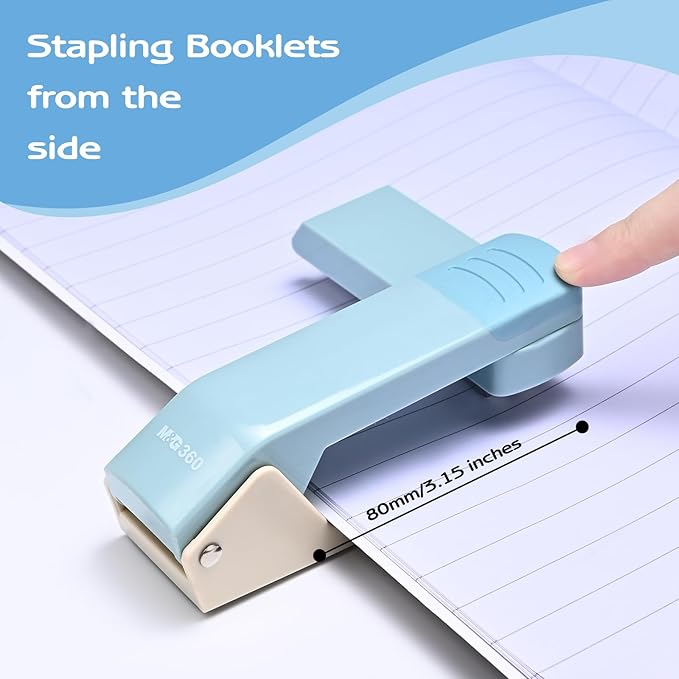 M&G Cute Swing-Arm Swivel Stapler with 1000 Staples, 360 Degree Rotate Desk Stapler, 25 Sheets Capacity, Jam Free, Desktop Stapler for Book and Booklet Binding (Blue)